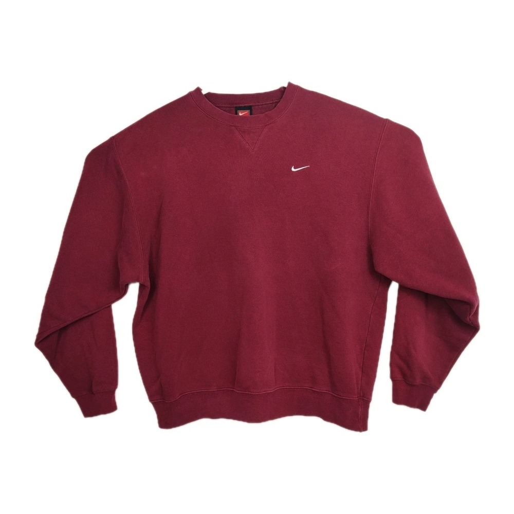 Y2K Nike Team Sweatshirt Men's Size M Burgundy Crew Neck Long Sleeves Pullover